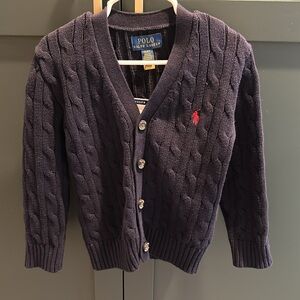 Ralph Lauren Polo NWT 4T cable knit cardigan BOYS Navy